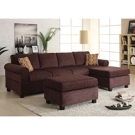 Contemporary Chaise Sectional and Storage Ottoman